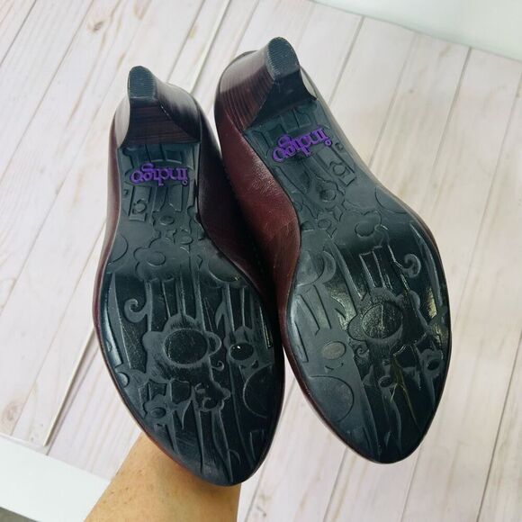 Clark’s Indigo Mahogany Leather Pump Heels Ankle Booties - Picture 8 of 12